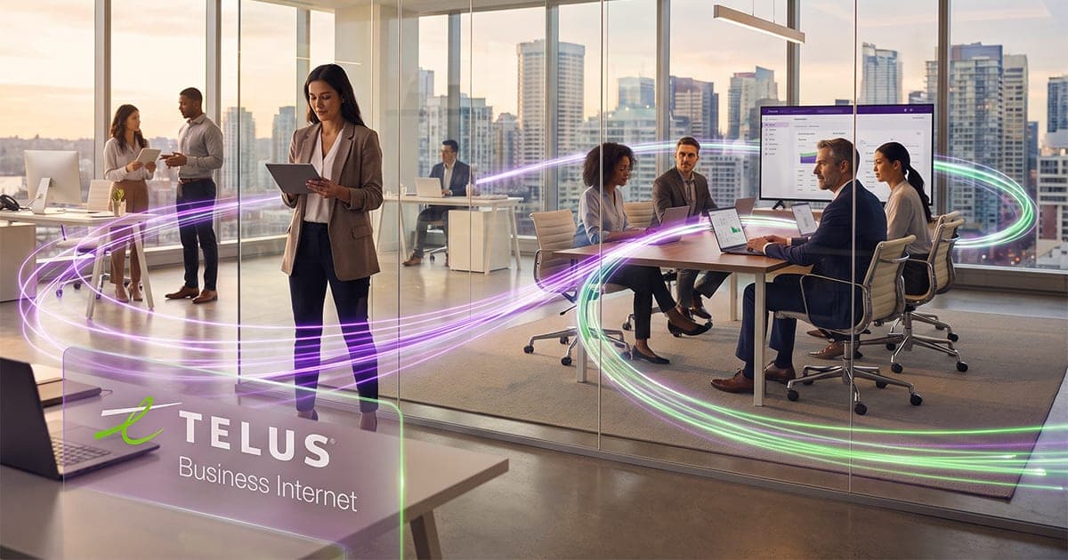 A connected office running on TELUS Business Internet, arranged through Bolt Wireless