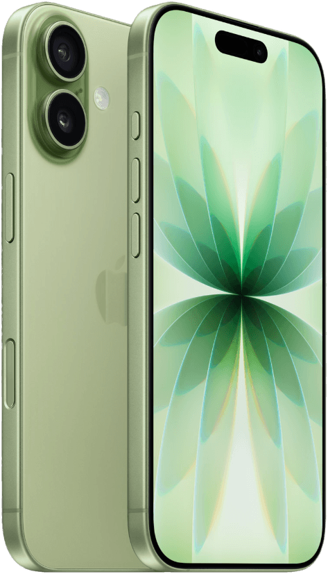 Apple iPhone 17 shown from the rear in Mist Blue
