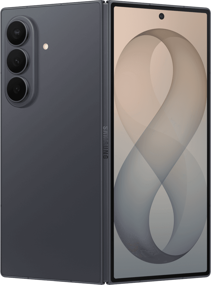 Samsung Galaxy Z Fold8 Ultra shown partly folded, revealing the 8-inch inner display