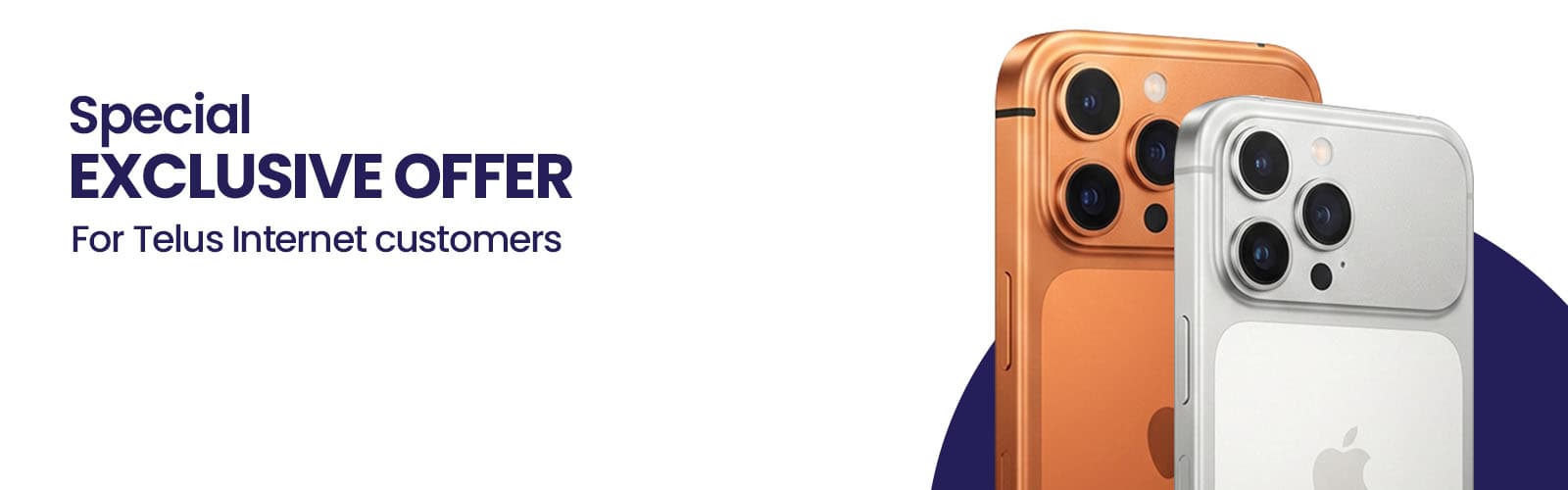 Special exclusive offer for TELUS Internet customers at Bolt Wireless, shown with iPhone 17 Pro models