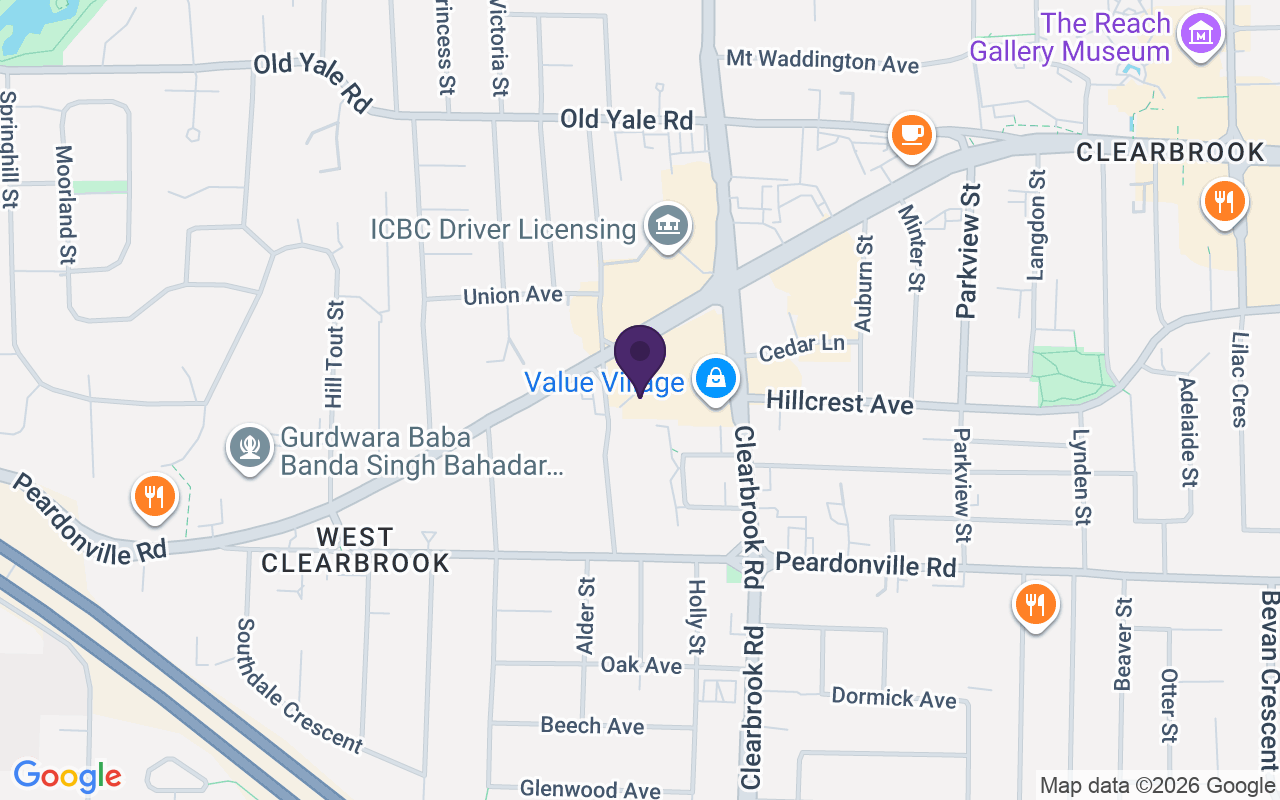 Map showing TELUS & Koodo Store Abbotsford at Unit 16-31940 S Fraser Way, Abbotsford, BC V2T 1V6