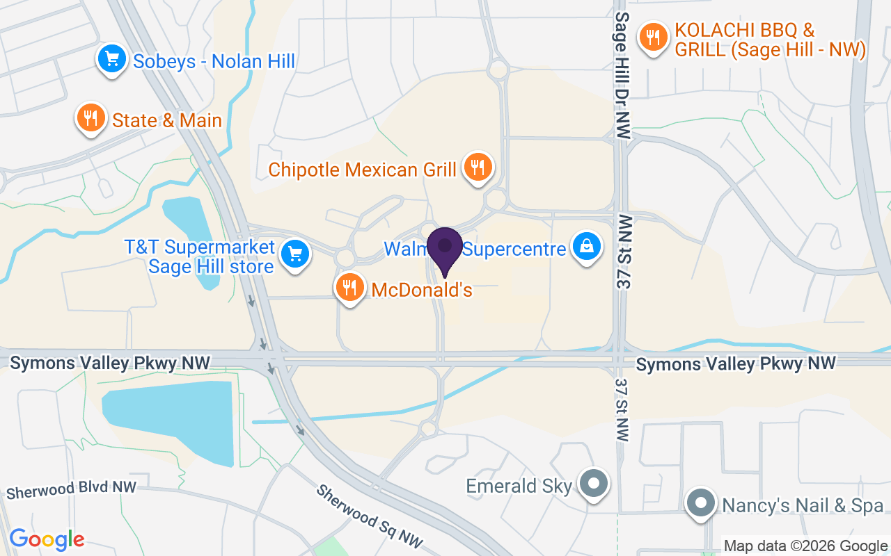 Map showing TELUS & Koodo Store Calgary NW at 42 Sage Hill Passage NW, Calgary, AB T3R 0V2