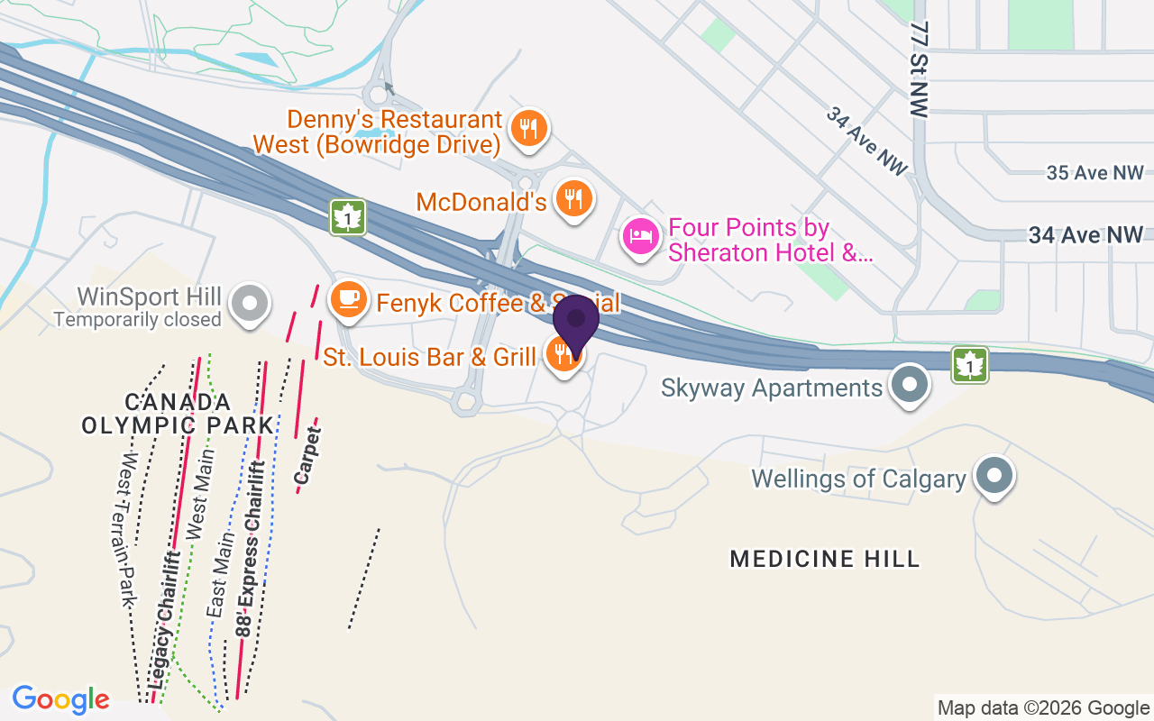 Map showing TELUS & Koodo Store Calgary SW at 415 Na'a Common SW, Calgary, AB T3H 6A3