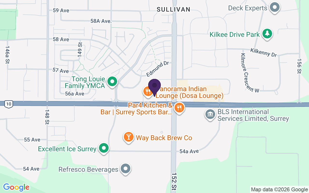 Map showing TELUS & Koodo Store Surrey at Unit 102-15161 56 Ave, Surrey, BC V3S 9A5